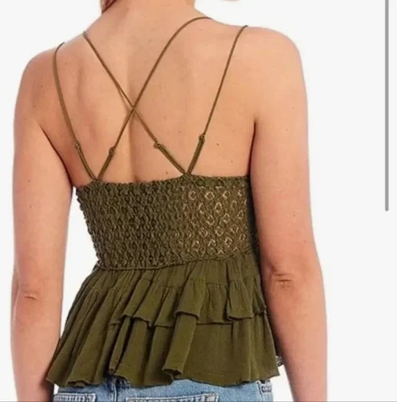 Free People - Adella Camisole in Olive Sparrow - Picture 3 of 7